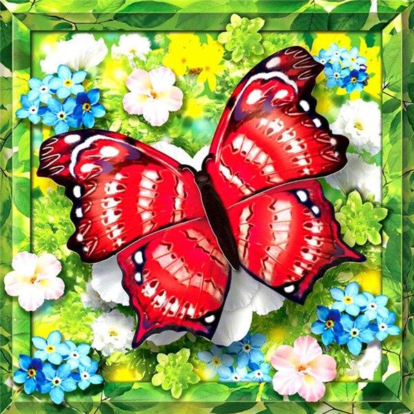 

5D DIY Алмазная картина Полная дрель Квадратная Алмазная вышивка Животное Бабочка Цветок Стразы Мозаика Декор Для Дома Full Square 30x30CM светло-синий