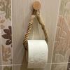1pc Rustic Hemp Rope Paper Towel Holder Solid Wood Construction Space-Saving Storage for Face Towels.