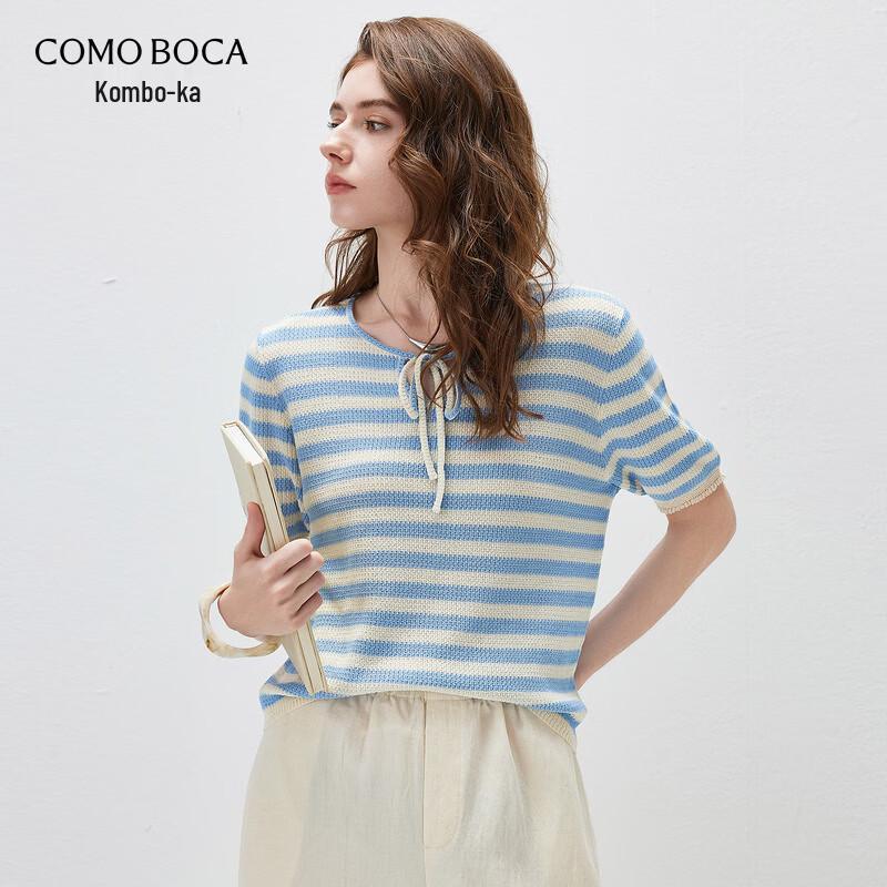 Women s Striped Silk Blend Knit T-shirt M