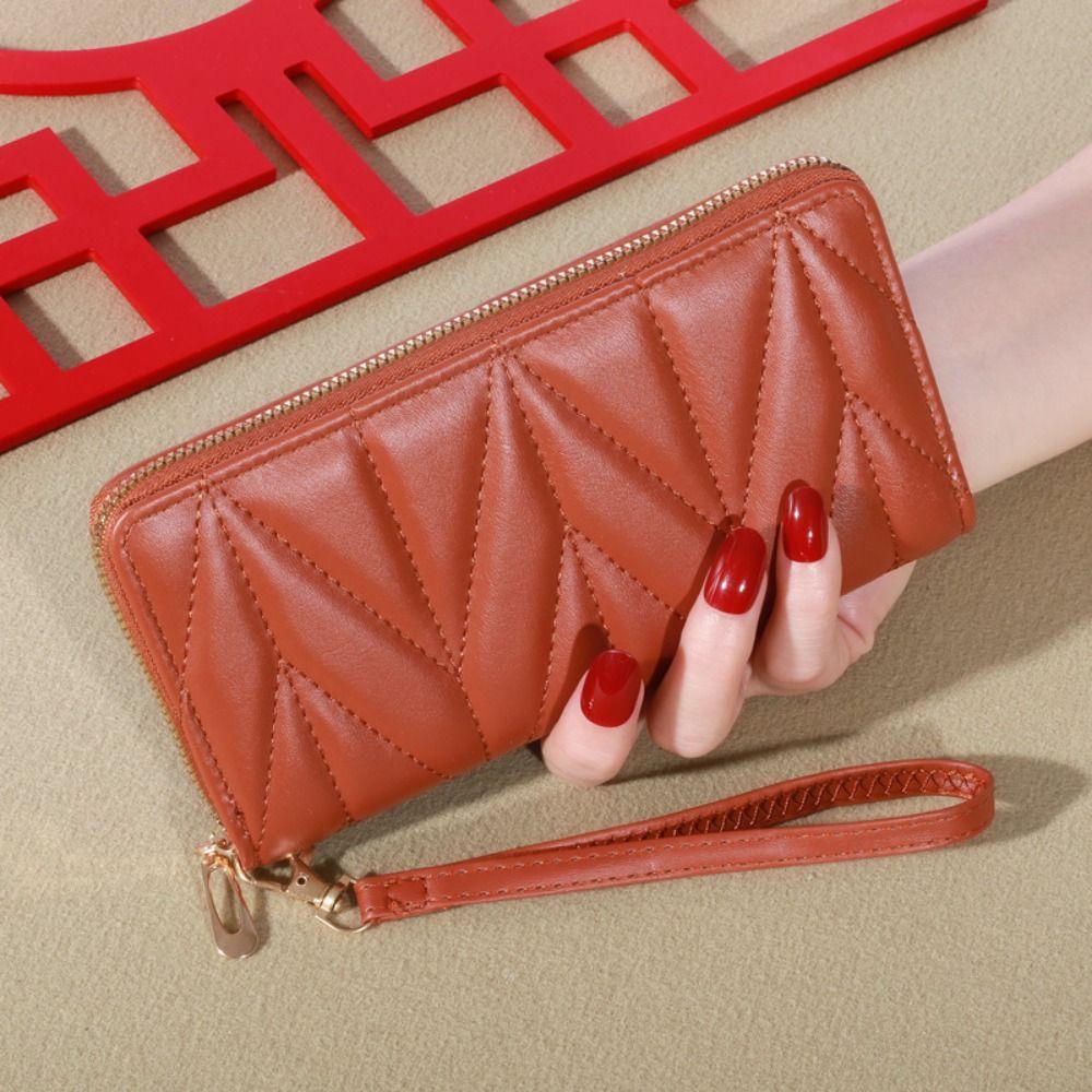 Solid Color Lady Wallet Long Quilted Clutch Bag Fashion Women's Wallet  Card Holder