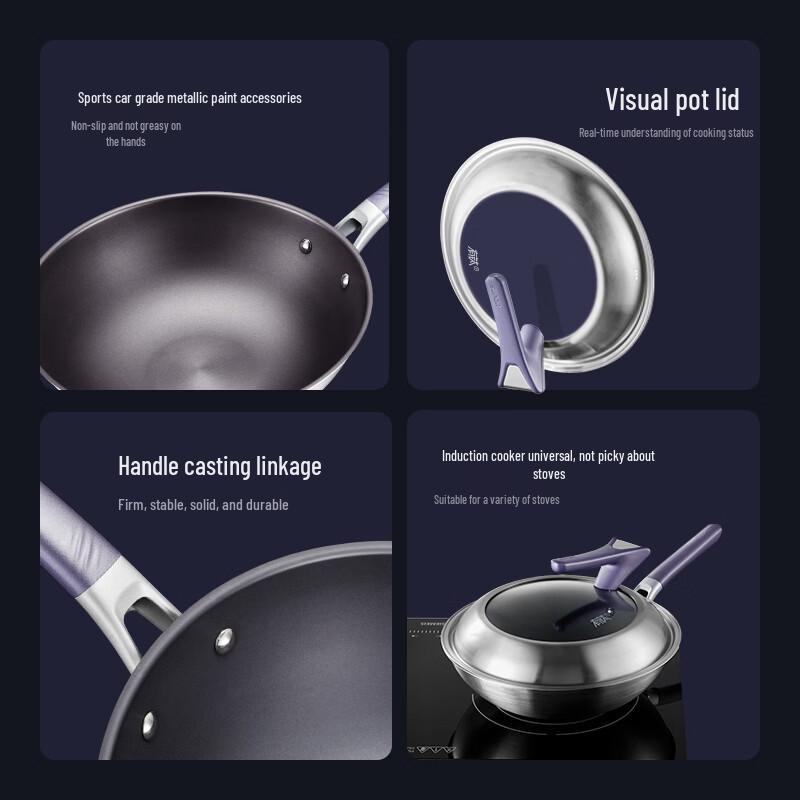 Supor 3rd Gen 32cm Titanium Non-Stick Stainless Steel Wok