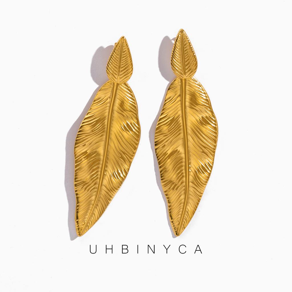 Elegantní náušnice ve tvaru listu pro ženy, Náušnice z nerezové oceli pro ženy