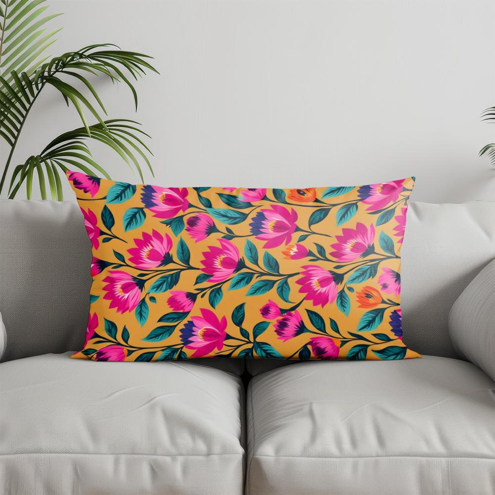 Home Decor Colorful Floral Pattern Pillowcases Suitable For Sofa Bedroom Car Pillow Cover Cushion Rectangular Back Cushion