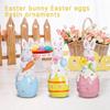 Colorful Easter Bunny Figurine Hand-Painted Cartoon Rabbit Statue  Tabletop Decor