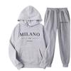 MILANO Plus Size Fleece Lined Hoodie Set Women Streetwear Printed Casual Tracksuit