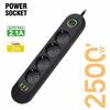 1111W Power Strip with 1USB Ports EU Plug Socket 1m Extension Cable Fast Charging Round Pin AC Outlet Electrical Charger Adapter