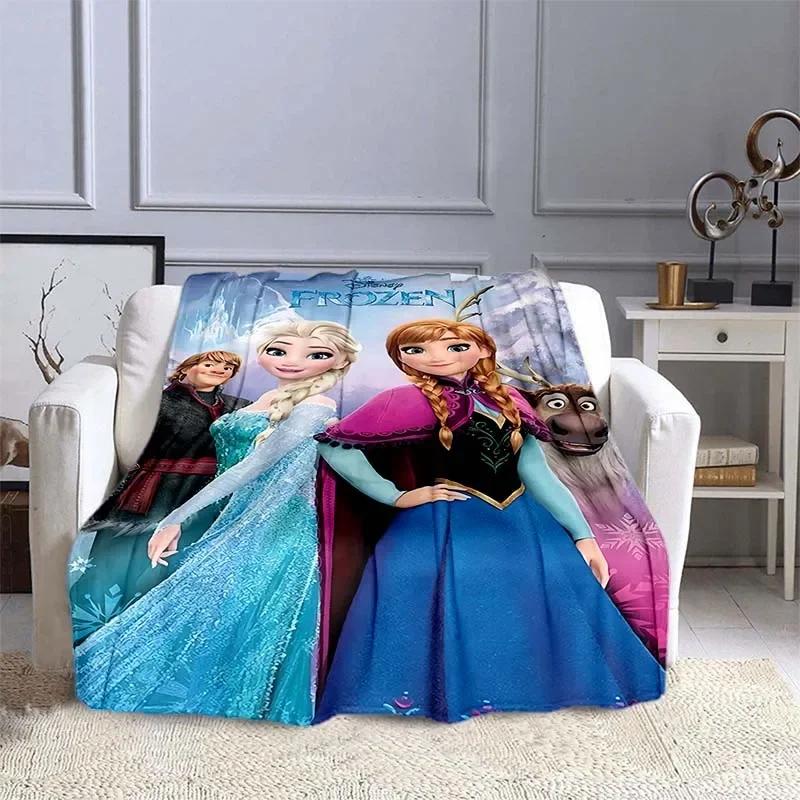 Disney Frozen Elsa Princess Blanket for Sofa King Size Cute Soft Flannel Throw Fluffy Bed Blanket New Born Winter Blanket Gift