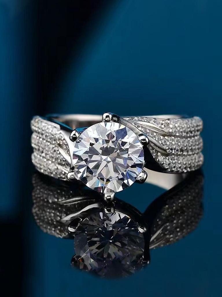 New 5 Carat Dove Egg Simulated Moissanite Three-Row Diamond Ring: Three Lifetimes of Love