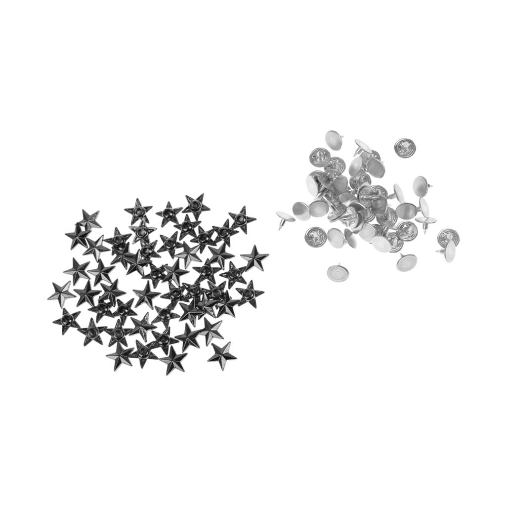50 Set Rivets Snap Studs Alloy Decorative Spikes Buttons Garment DIY Accessory - Black