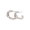 Silver Needle Rhinestone Pearl C-Shaped Floral Stud Earrings - Elegant Luxury Style Jewelry