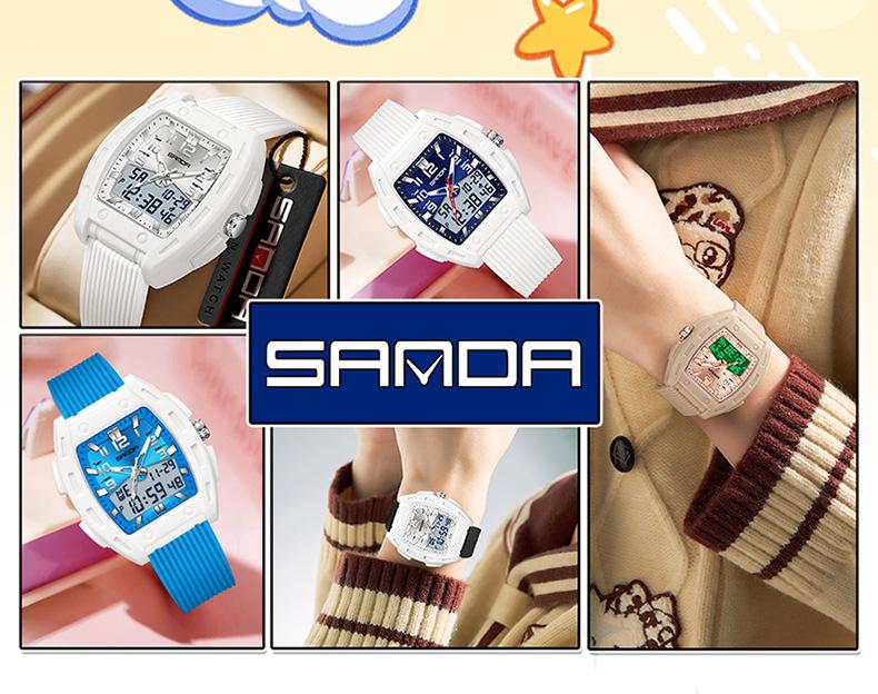 Sanda Unisex Multi-Functional Luminous 50M Waterproof Student Watch with Sunray Dial