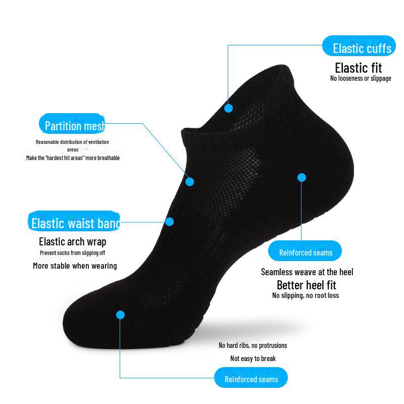 Unisex Breathable Cotton Running Socks - Sweat-Absorbent Mesh Design for Sports