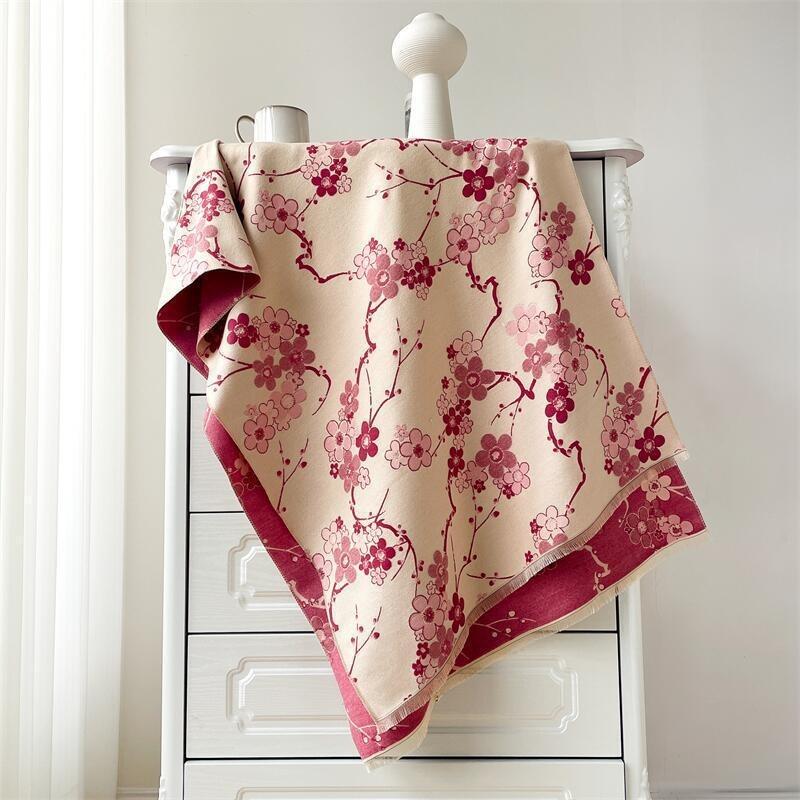 0G thickened version retro bird scarf women's winter high-end warm scarf imitation cashmere shawl