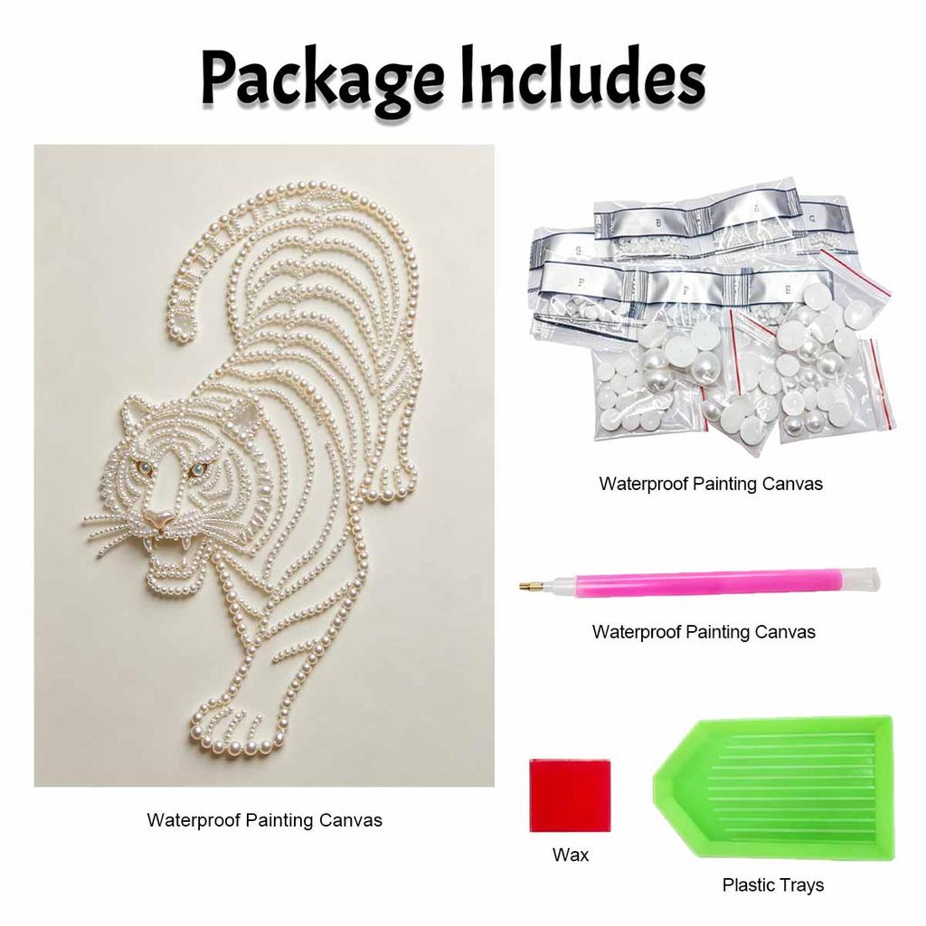 5D DIY Pearl Diamond Painting Kit Majestic Tiger Full Drill Embroidery Mosaic Art Home Wall Decor Gift