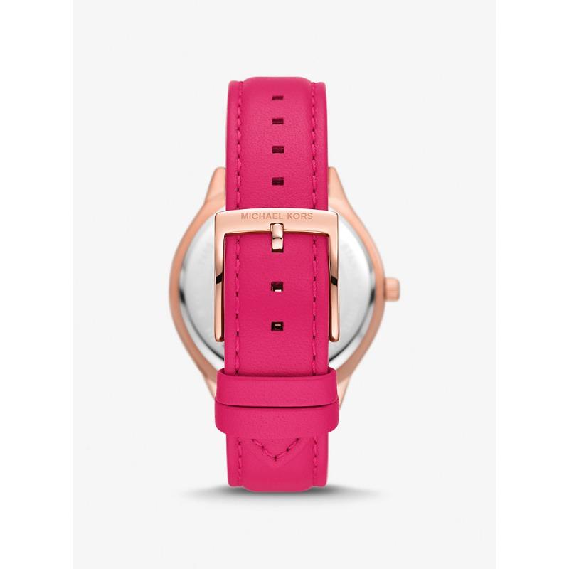 Michael Kors Slim Runway Rose Gold-Tone and Leather Watch MK7469