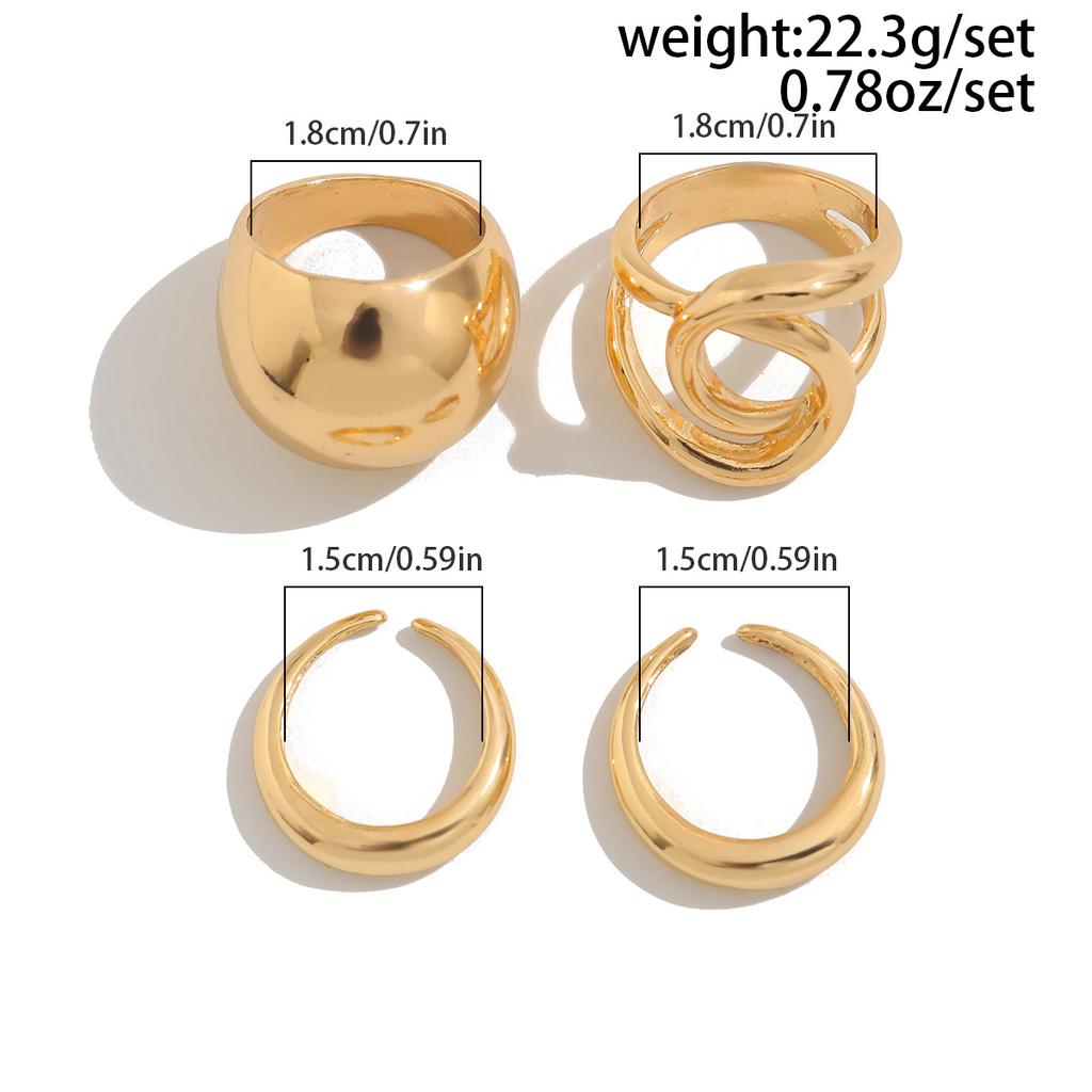 Liquid Metallic Glossy Metal Rings Set for Women Men Asymmetrical Open Elegant Gold Silver Color Adjustable Pearl Rings Punk Geometric Party Jewelry