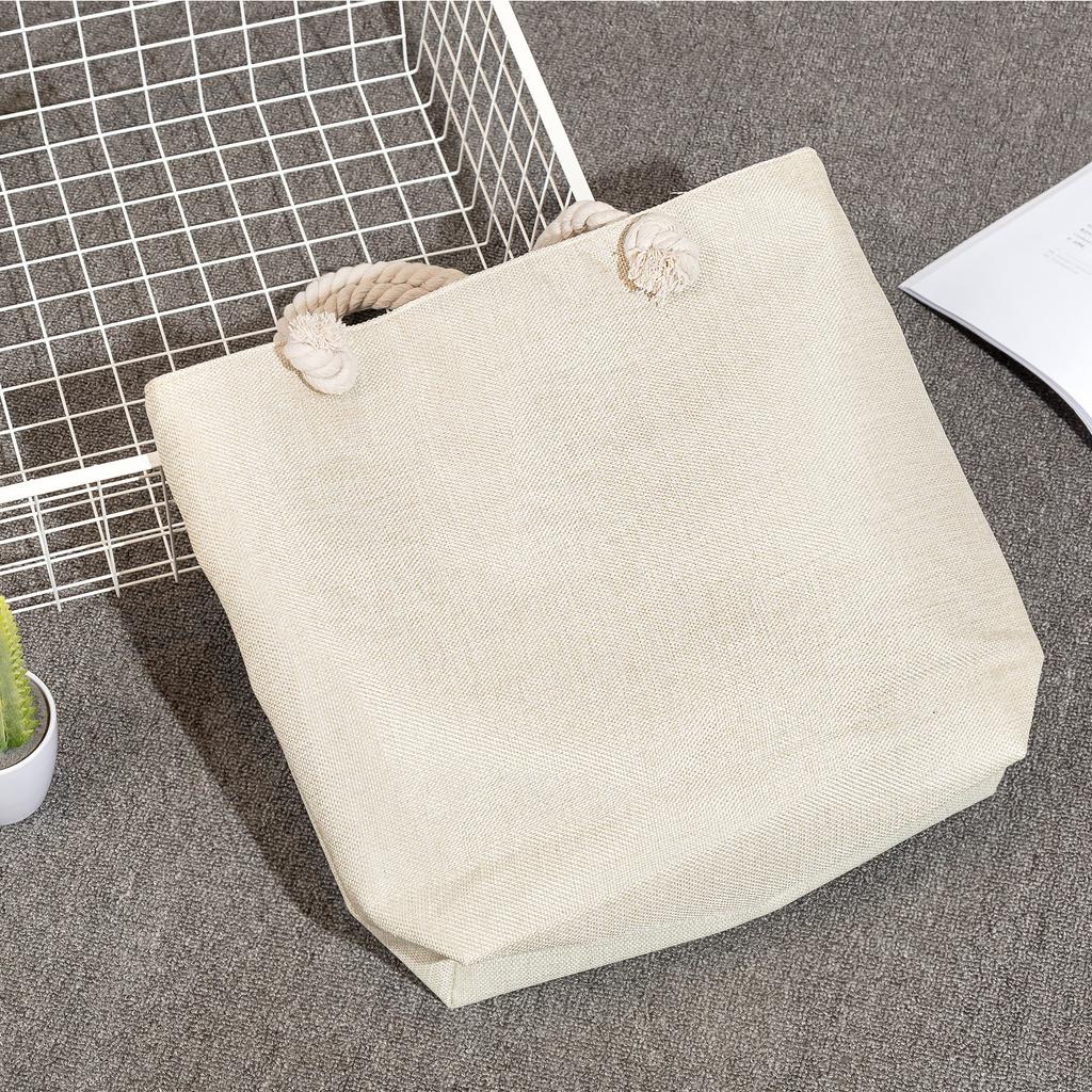 Marble green leaves print thick rope single-shoulder beach bag 7273 CLE