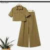 ZANZEA Women Short Sleeve Cropped Blouse and Long Pants Casual Two Piece Suit Sets