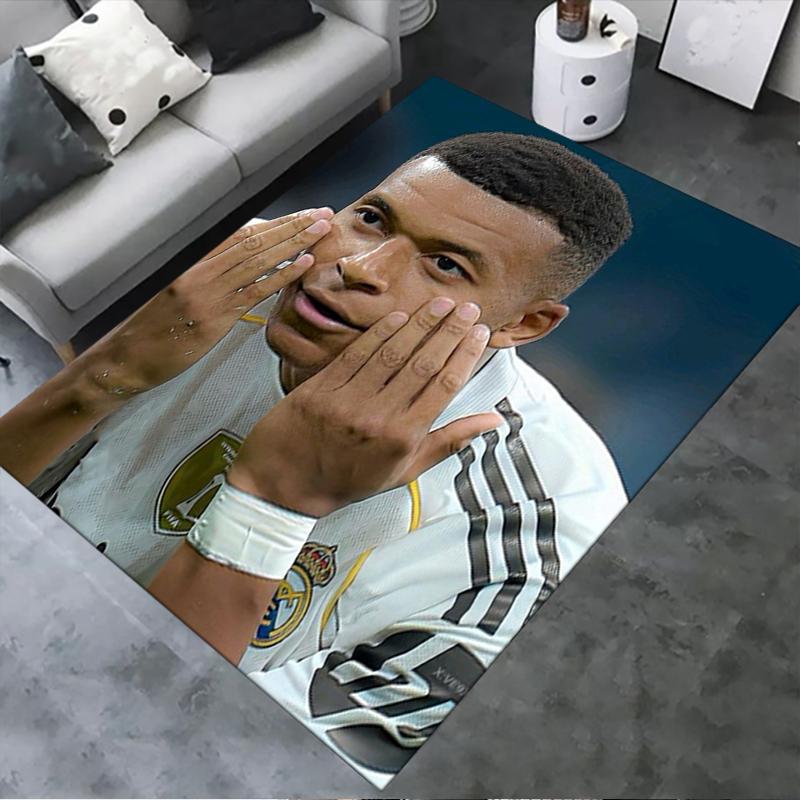 2025 Neuer Kylian Mbappé Teppich für Wohnzimmer Schlafzimmer Zuhause Sofadekoration, Kinder spielen Rutschfeste Fußmatte
