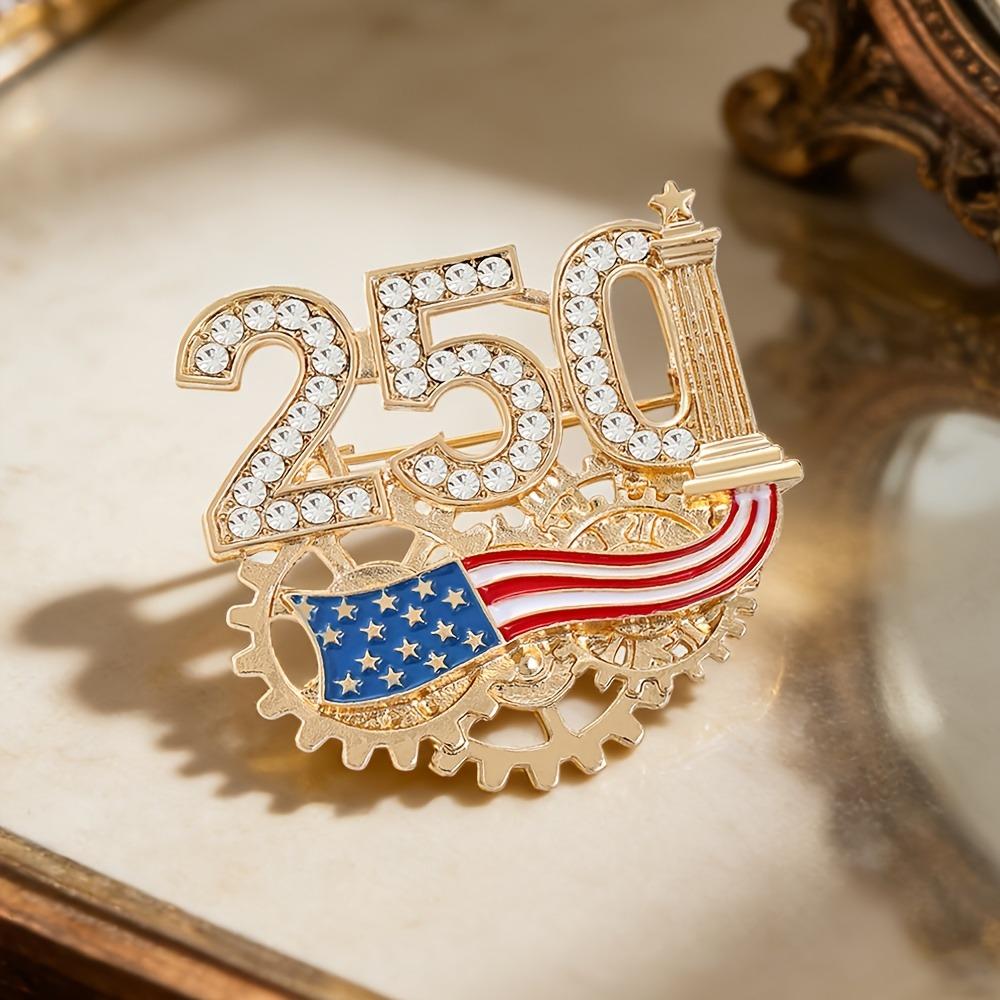 

Брошь к 250-летию США Мужская Женская Брошь из Цинкового Сплава, Инкрустированная Стразами Аксессуары для Одежды Броши золотой