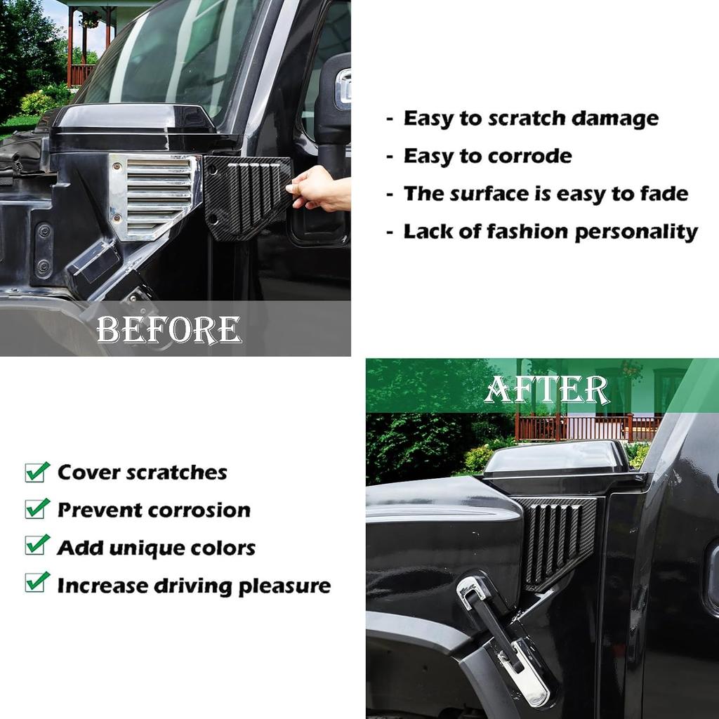 2PCS Car Side Vent Cover Hood Intake Bezel Trim Molding Compatible with 2003-2009 Hummer H2,Side Scoop Hood Cover Car Exterior Accessories (Carbon