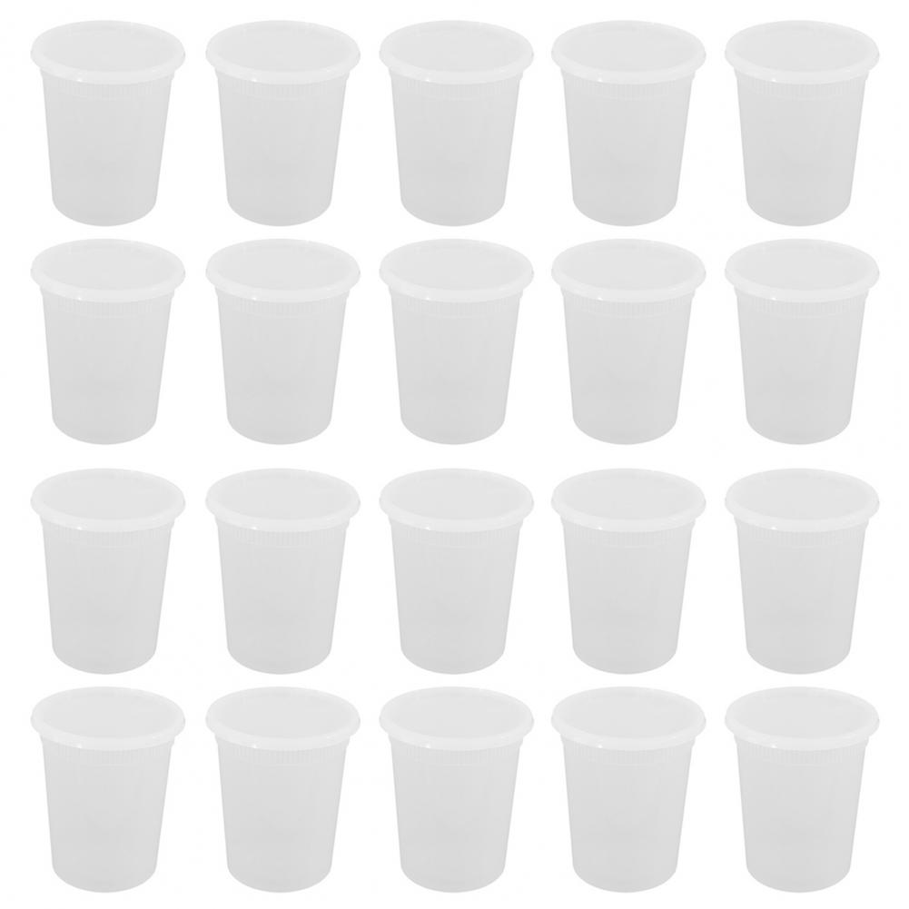 

20Pcs Food Storage Box Food Grade BPA-Free Clear Round Plastic Deli Containers Airtight Lid Microwave Safe Food Containers