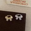 Women's Cubic Ribbon Minimalist Earrings and Ear Cuffs
