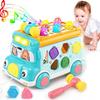Autobús Interactivo SHEFEITE con Sonidos y Luces, Juguete Educativo de Clasificación para Niños Pequeños de 3+ Años, Actividades de Animales, Herramientas, Reloj, Azul