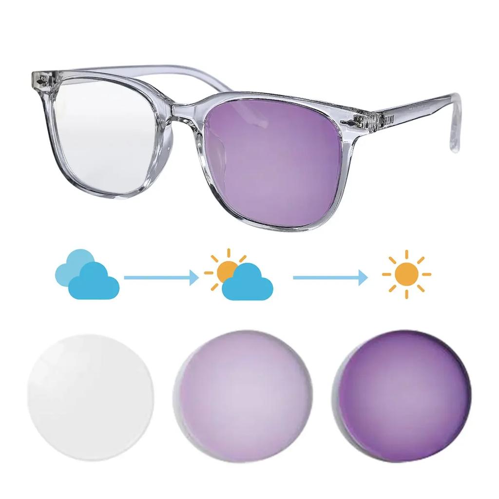 SHINU Shortsighted Eyeglasses Ladies Photochromic Myopia Glasses Transition Lenses for Myopia with UV Protection