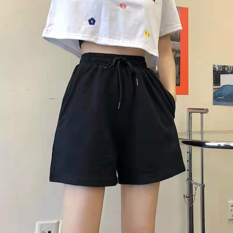 Loose Casual Pants Drawstring Sports Shorts Women Summer Thin High Waist Show Thin Outside Running Three-quarter Trousers