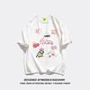 Women's Loose-Fit Cartoon Print Pure Cotton T-Shirt, Chic Hong Kong Style, Trendy American Brand, Plus Size Available