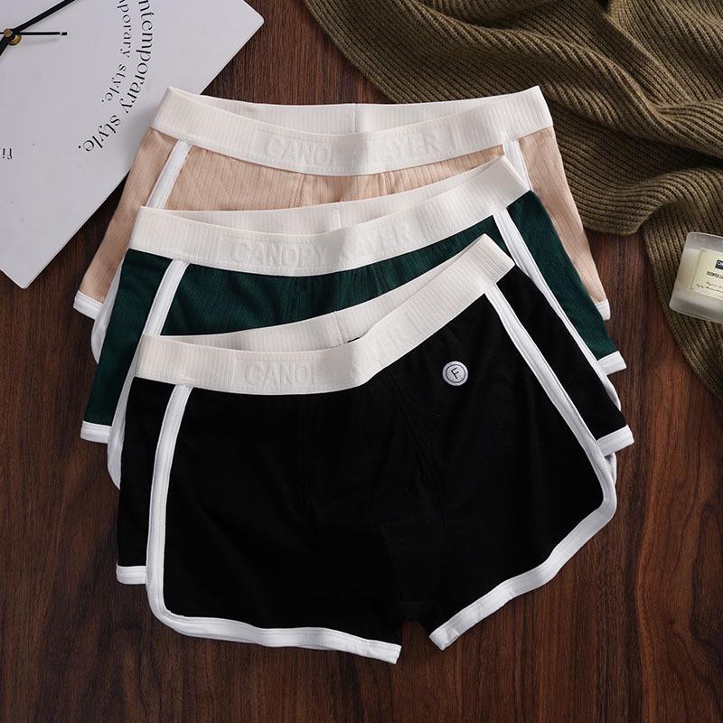 Men's Antibacterial Breathable Loose Fit Boxer Briefs Mid-Rise Striped Shorts