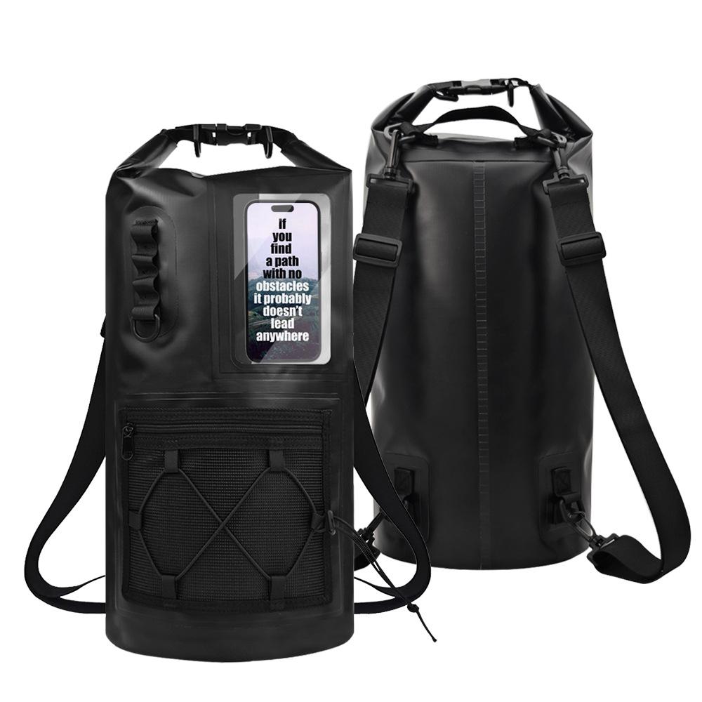 

Multi-functional PVC Waterproof Dry Bag Backpack with Mesh Pocket & Straps for Hiking Mountaineering Rafting Camping & Cycling 20L чёрный
