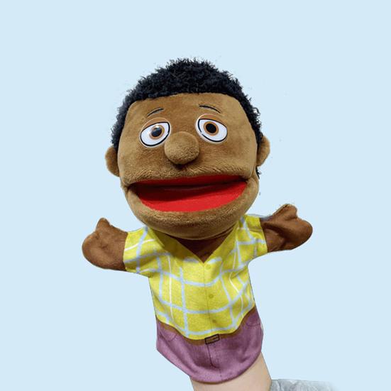 Hand Puppet Doll Black African Grandparents Parents Son Daughter Family Member Cartoon Doll Interactive Toys Kids Storytelling Pretend Play