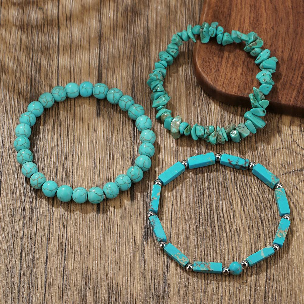 Bohemian Elastic Bracelet Combination Shoushan Stone Turquoise Bracelet Beach Vacation Handmade Beaded Bracelet Female