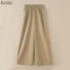 ZANZEA Women Casual Solid Color Loose Wide Leg Pants