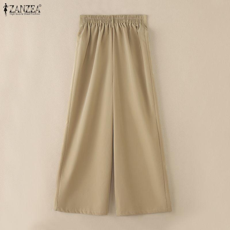 ZANZEA Women Casual Solid Color Loose Wide Leg Pants