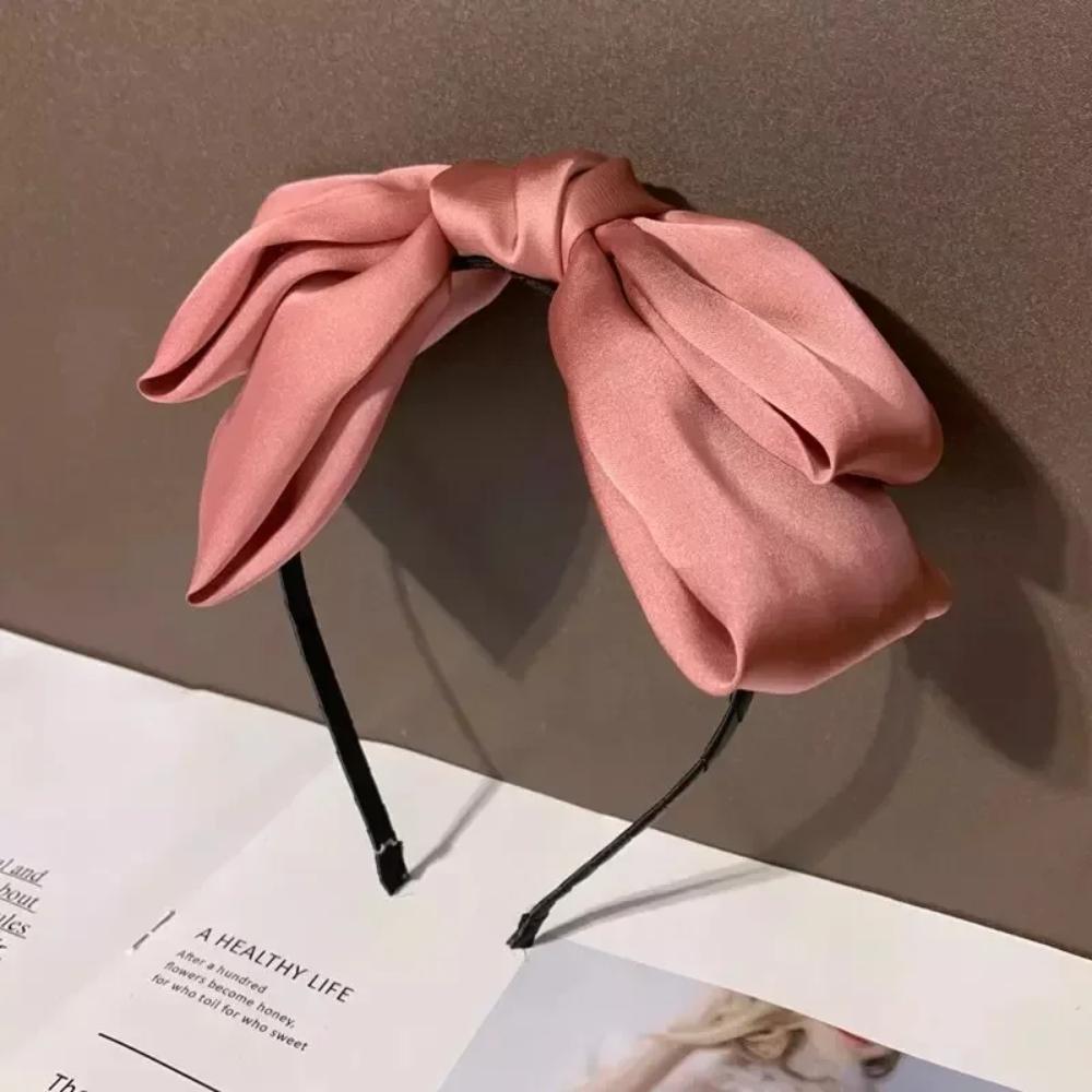 Vintage Zwarte Grote Strik Hoofdband Mooie Dames Brede Haarband Accessoire Meisjes Modieuze Haar Hoepel Bezels voor Stijlvol Kapsel pink