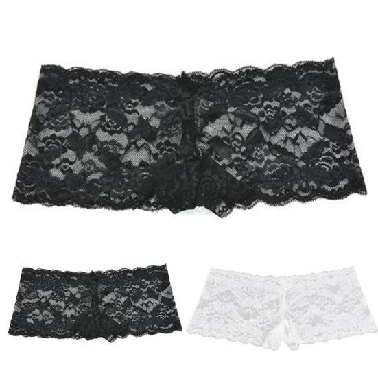 Dámské sexy prodyšné jednobarevné krajkové perspektivy Kalhotky Erotické spodní prádlo