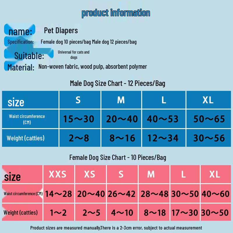 Absorbent Leak-Proof Teddy Pet Diapers, Anti-Annoyance Physiological Pants, Dog Training Pads for Male Dogs, Size M