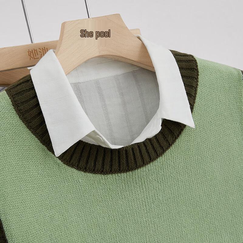 Damen Pullover Color Block Rundhals Weste