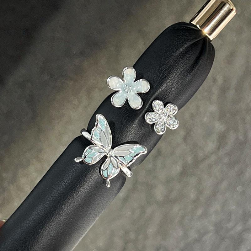 Super Fairy Summer Sweet Wind Butterfly Dancing Ring Female Flower Butterfly Gradual Change Niche Cold Wind Fashion Index Finger Ring