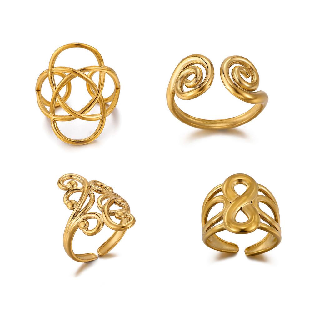 Minimalist Symmetries Rings For Women Gold Color Anillos Infinite Geometry Stainless Steel Jewelry New Elegant Ring Party Gift