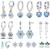 Women's 925 Silver Snowflake Christmas Sparkling Zircon Winter Earrings Fit For Engagement Parties Exquisite Jewelry