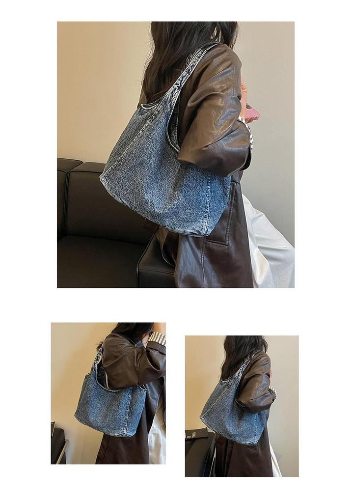 Modische Damen-Jeans-Einkaufstasche mit einer Schulter - Minimalistisch, Vielseitig für Studenten und Pendler