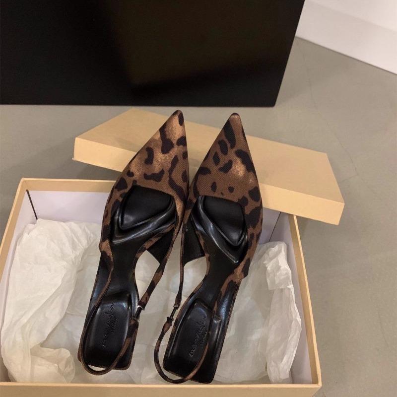 Fashion Women's Head Leopard Print Pointed High Heels Trend Elegant Ladys Heeled Sandals OfficeLuxury Party Women's Pumps Zapatos Mujer