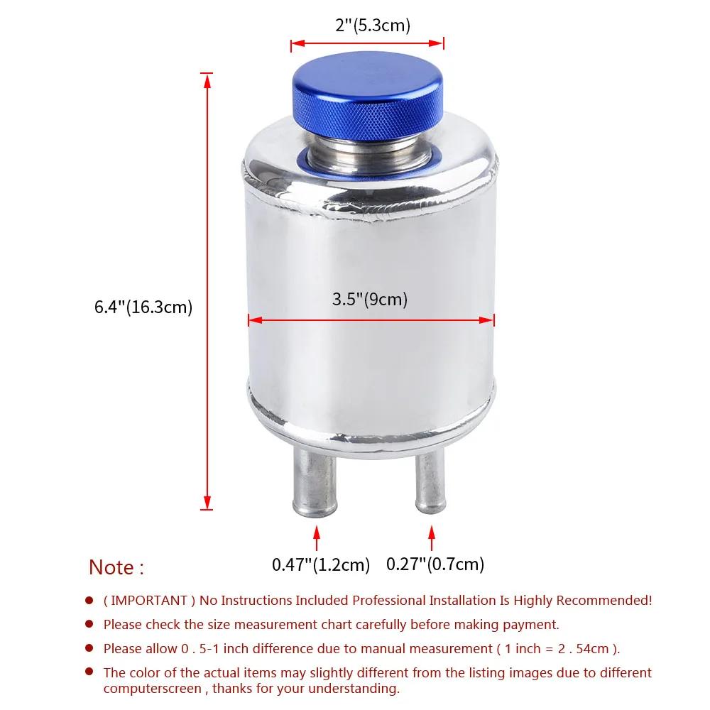 Racing Power Steering Fluid Reservoir Tank with Clamps Aluminium Alloy Fuel Cell Surge Tank Power Steering Oil Catch Can Tank