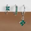 3PCS Trendy Stainless Steel Flower Drop Earring Set For Women Crystal Zirconia Dangle Earring Hypoallerg Piercing Jewelry Aretes