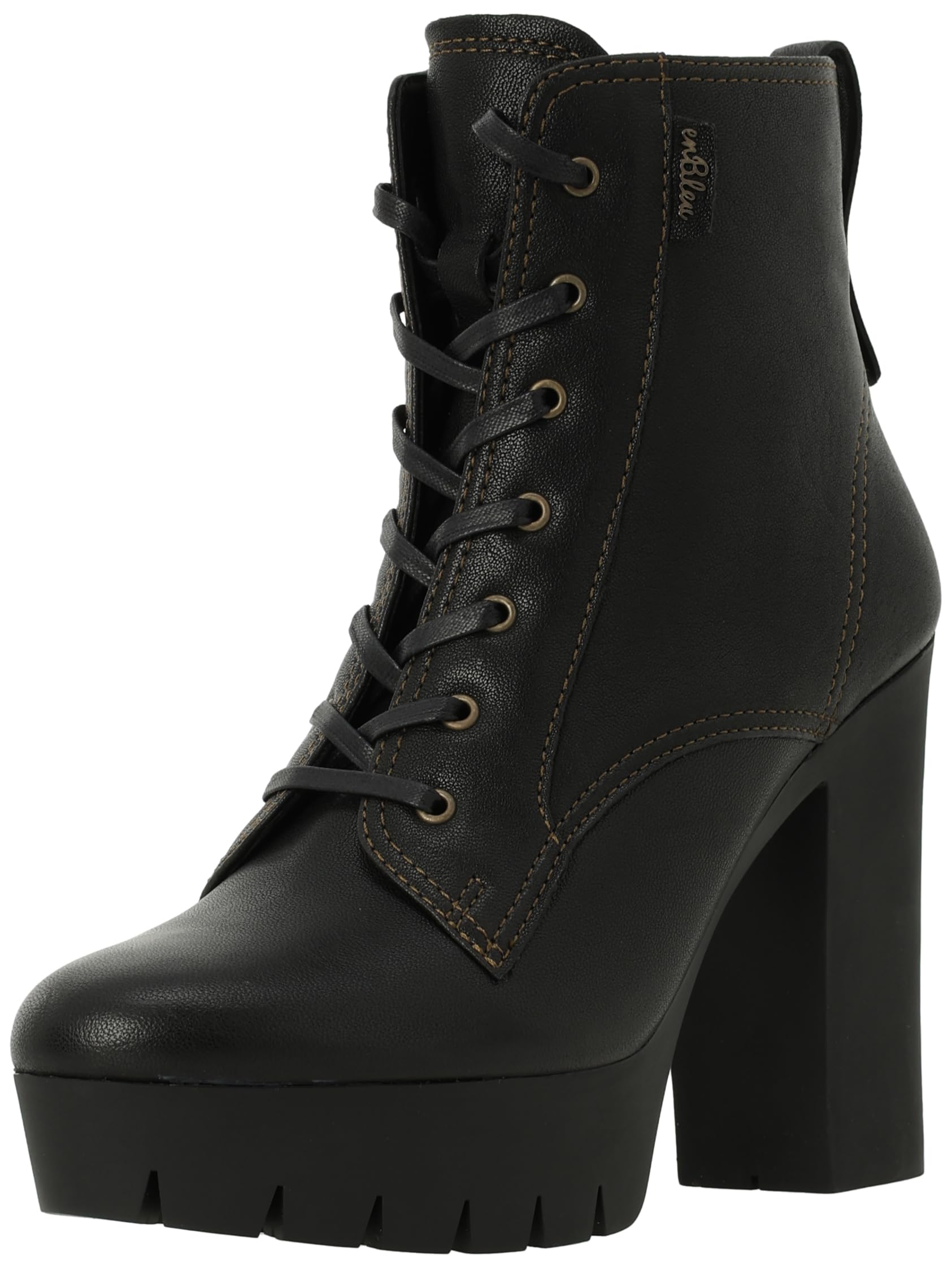 

on Fashion Boots Thick Sole Lace Up Short Boots Black [Lanvin Blue] чорний