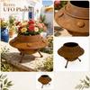 Vintage Inspired Spaceship Shaped Planter for Outdoor Garden Patio Lawn Decoration Metal Construction UFO Design